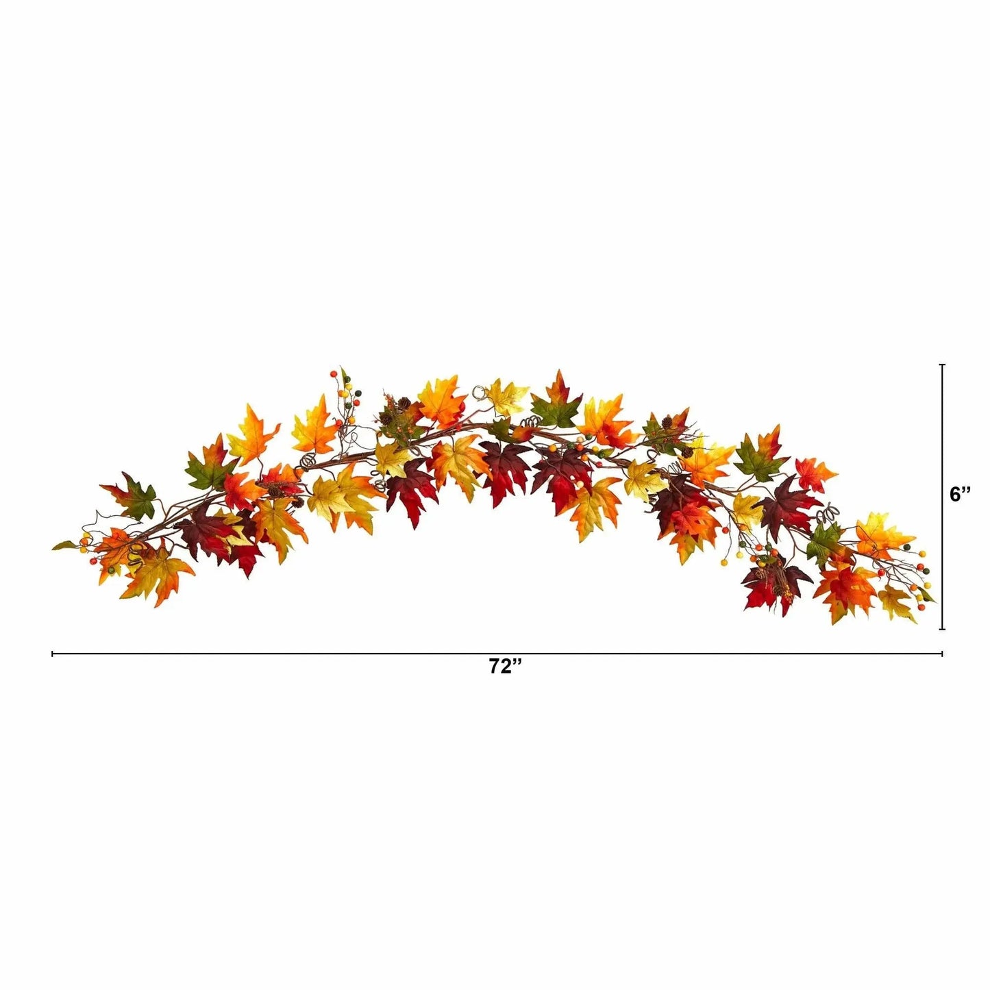 6 Autumn Maple Leaf And Berry Fall Garland Nearly Natural