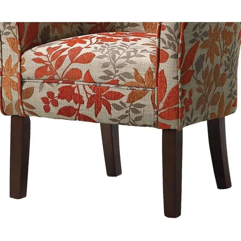 Autumn Leave Print Accent Chair, Multicolor Benzara